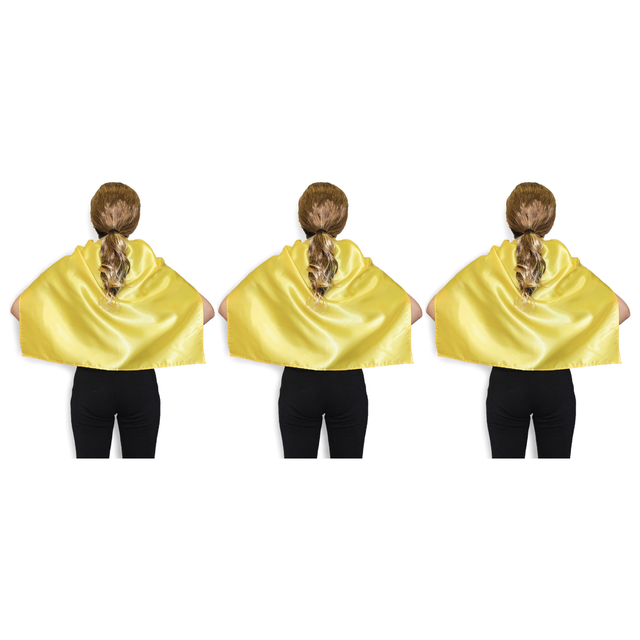 3x Short Yellow Cape Pack - Vampire Cloak/Kids Superhero Costume for Halloween/Fancy Dress Party