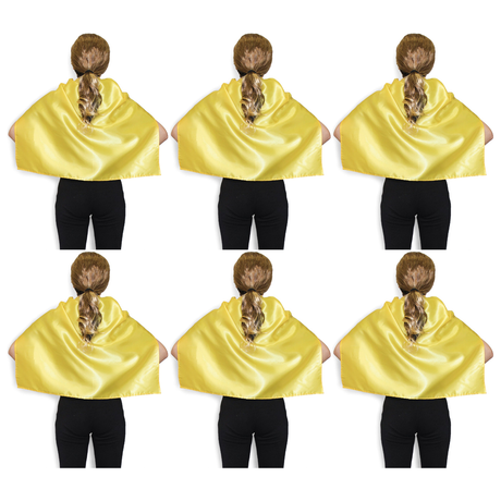 6x Short Yellow Cape Bulk Pack - Vampire Cloak/Kids Superhero Costume for Halloween/Fancy Dress Party
