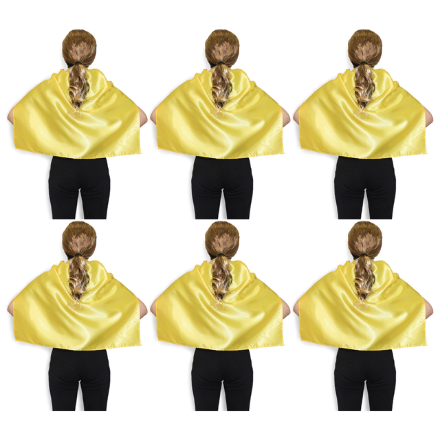 6x Short Yellow Cape Bulk Pack - Vampire Cloak/Kids Superhero Costume for Halloween/Fancy Dress Party
