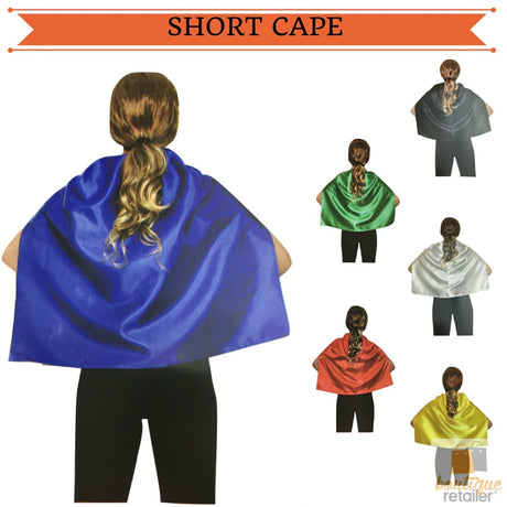 SHORT CAPE Kids Childrens Party Costume Vampire Coat School Team Colours - Blue