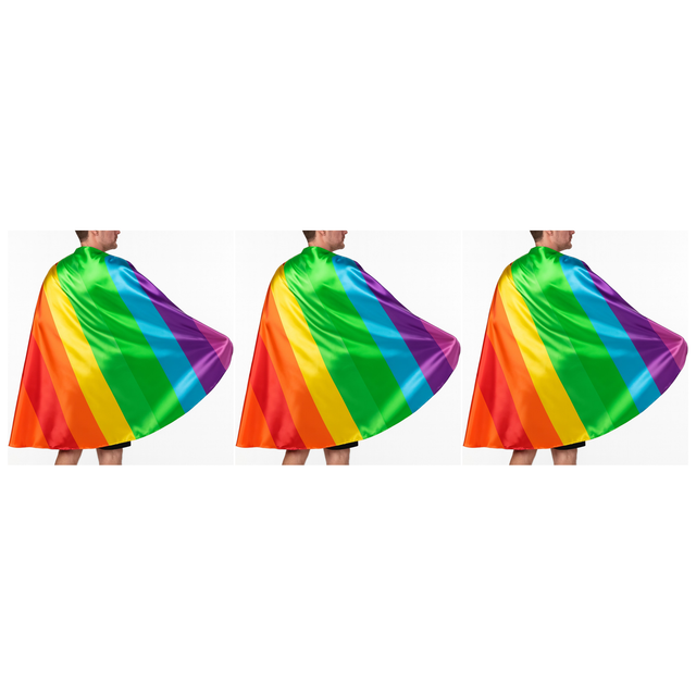 3x Adult Rainbow Cape Pack - Deluxe Gay Pride Costume/LGBT Fancy Dress Party