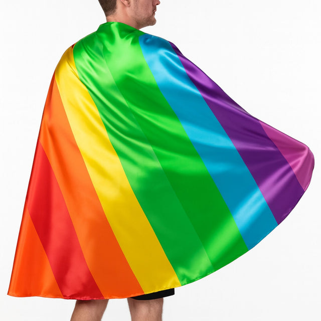 Adult Rainbow Cape - Deluxe Gay Pride Costume/LGBT Fancy Dress Party