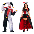 Jester Couples Costume Set - His & Hers Circus Harlequin Halloween Fancy Dress