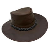 Jacaru 1220 The Aussie Buffalo Leather Hat - Brown (Water Resistant & UPF 50+)