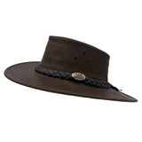 Jacaru 1220 The Aussie Buffalo Leather Hat - Brown (Water Resistant & UPF 50+)