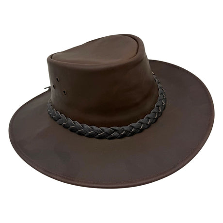 Jacaru 1220 The Aussie Buffalo Leather Hat - Brown (Water Resistant & UPF 50+)