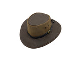 Jacaru 1102 Sunset Buffalo Leather Breeze Hat - Brown (Mesh Crown Water Resistant & UPF 50+ Made in Australia)