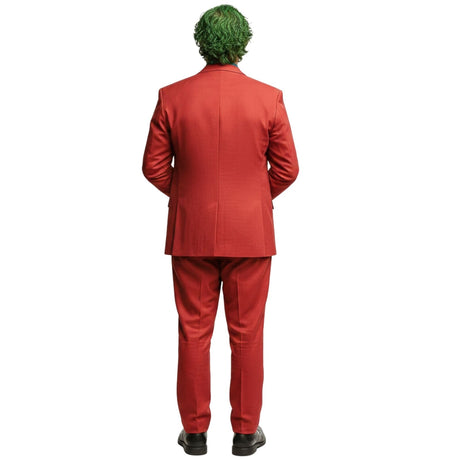 Adult Mens Halloween Maroon Clown Costume Joker Creepy Evil Jester