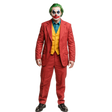 Adult Mens Halloween Maroon Clown Costume Joker Creepy Evil Jester