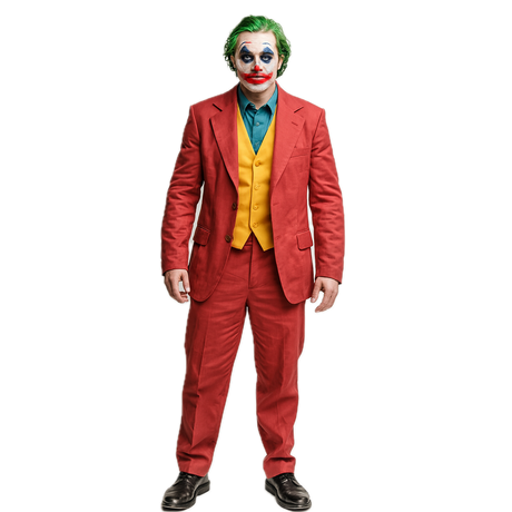 Adult Mens Halloween Maroon Clown Costume Joker Creepy Evil Jester - L/XL (Heights 175cm-185cm)