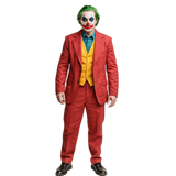 Adult Mens Halloween Maroon Clown Costume Joker Creepy Evil Jester