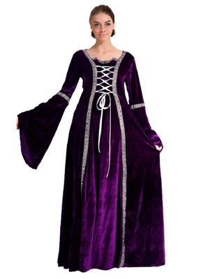 Womens Purple Medieval Gothic Renaissance Robe Costume - (Halloween & Fancy Dress)
