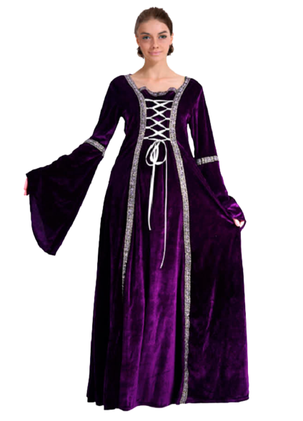Womens Purple Medieval Gothic Renaissance Robe Costume - (Halloween & Fancy Dress)