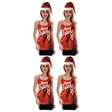4x Womens Merry Christmas Sequin Singlet/Cami Costume Bulk Pack - (Xmas Party)