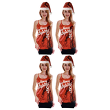 4x Womens Merry Christmas Sequin Singlet/Cami Costume Bulk Pack - (Xmas Party)