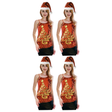4x Womens Merry Christmas Tree Sequin Singlet/Cami Costume Bulk Pack - (Xmas Party)