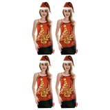 4x Womens Merry Christmas Tree Sequin Singlet/Cami Costume Bulk Pack - (Xmas Party)