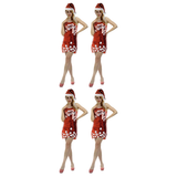 4x Womens Merry Christmas Sequin Dress Costume Bulk Pack - (Xmas Party)