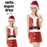 Womens Santa Christmas Sequin Dress Costume - (Xmas Party)
