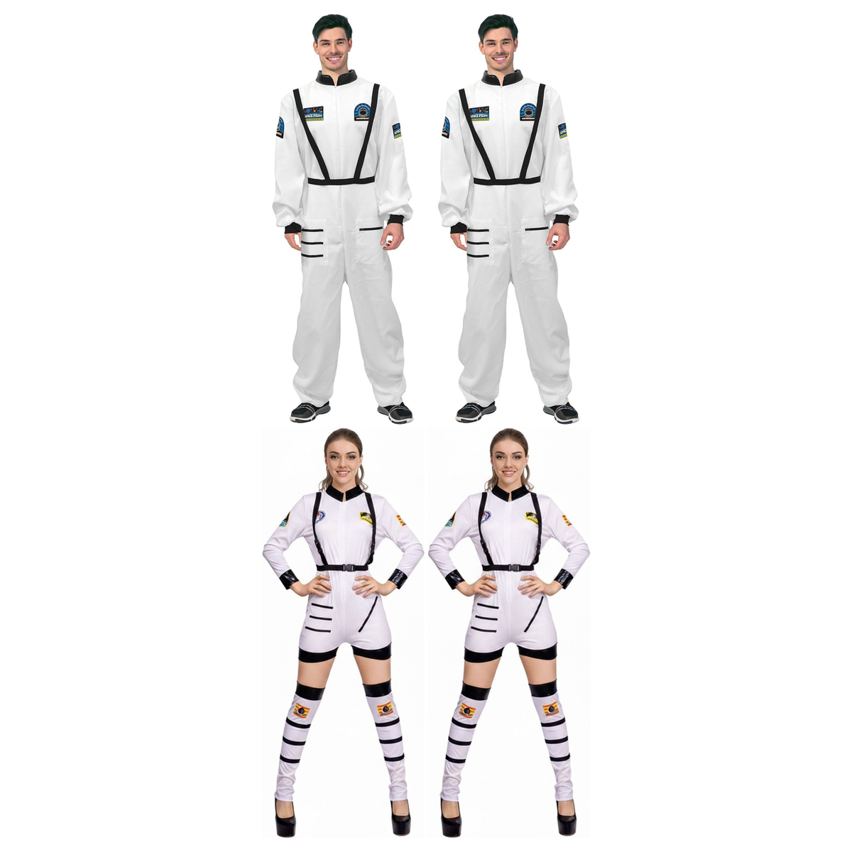 Astronaut Group Costume Set - 2x Mens + 2x Womens Space Suits (Halloween & Fancy Dress)