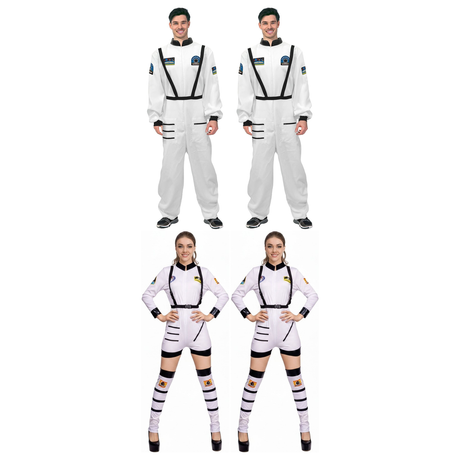 Astronaut Group Costume Set - 2x Mens + 2x Womens Space Suits (Halloween & Fancy Dress)