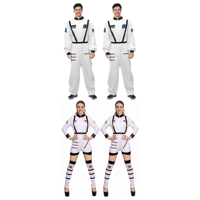 Astronaut Group Costume Set - 2x Mens + 2x Womens Space Suits (Halloween & Fancy Dress)