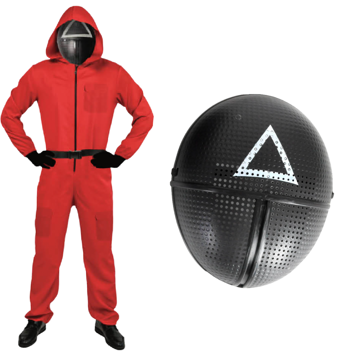 Adult Squid Game Guard Tracksuit Red Full Party Costume Set w/ Mask