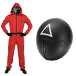 Adult Squid Game Guard Tracksuit Red Full Party Costume Set w/ Mask