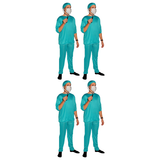 4x Mens Doctor Scrubs Costume w/ Surgical Face Mask Bulk Pack - Hospital (Halloween & Fancy Dress)