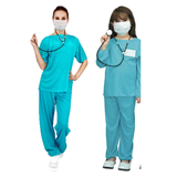 Doctor & Nurse Family Costume Set - Womens & Kids Hospital Scrubs Halloween Fancy Dress