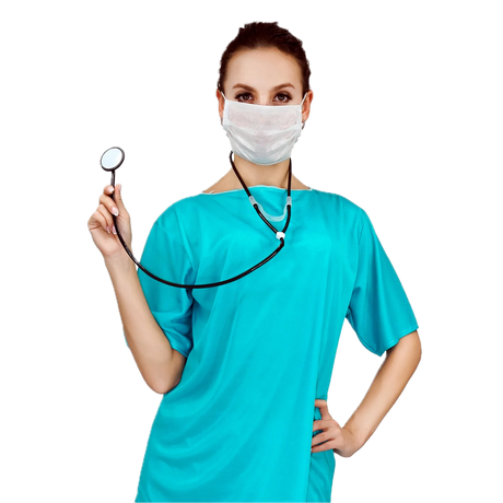 Doctor & Nurse Family Costume Set - Womens & Kids Hospital Scrubs Halloween Fancy Dress