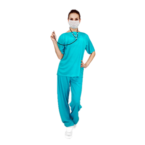 Womens Doctor/Nurse Costume - Emergency Scrubs (Hospital/Medical Halloween & Fancy Dress)