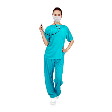 Female Doctor Costume Emergency Scrubs Nurse Halloween Medical Dress Party Womens