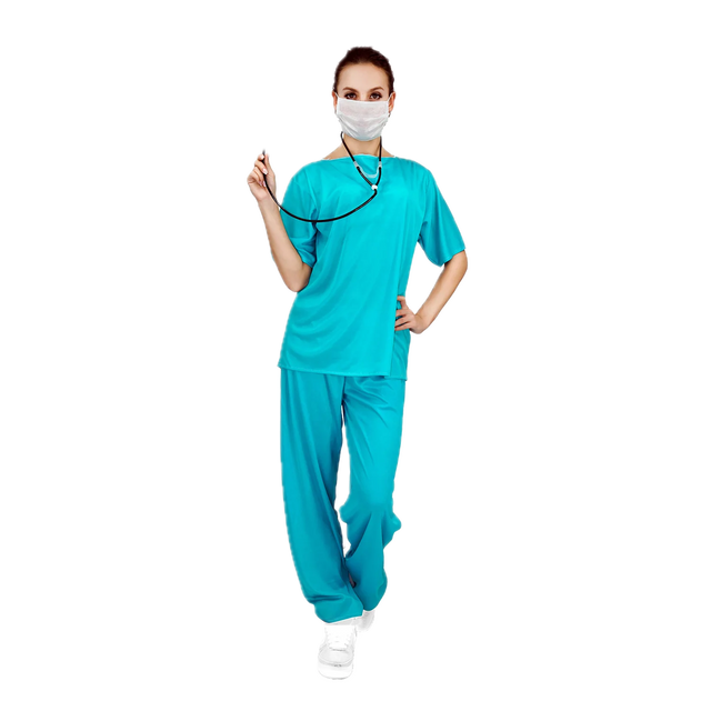 Womens Doctor/Nurse Costume - Emergency Scrubs (Hospital/Medical Halloween & Fancy Dress)
