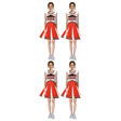 4x Womens Red Cheerleader Costume Bulk Pack - School Girl Uniform (Halloween & Fancy Dress)