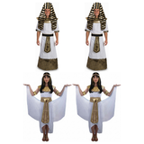 Egyptian Group Costume Set - 2x Pharaoh King + 2x Cleopatra Queen (Halloween & Fancy Dress)
