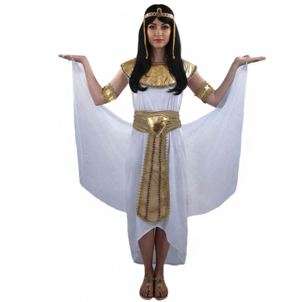 Womens Deluxe Egyptian Queen Costume - Ancient Cleopatra/Goddess (Halloween & Fancy Dress)