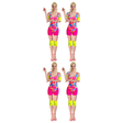 4x Womens 80s Aerobics Workout Costume Bulk Pack - Retro Gym (Group Costume for Halloween & Fancy Dress)
