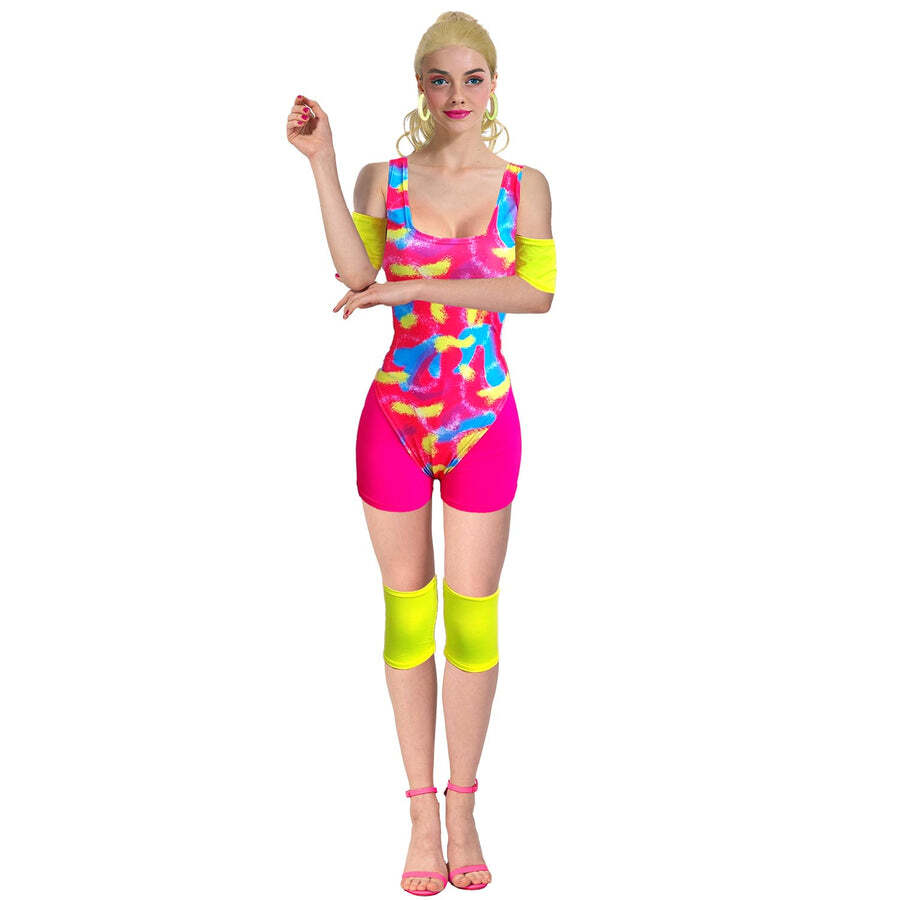 4x Womens 80s Aerobics Workout Costume Bulk Pack - Retro Gym (Group Costume for Halloween & Fancy Dress)
