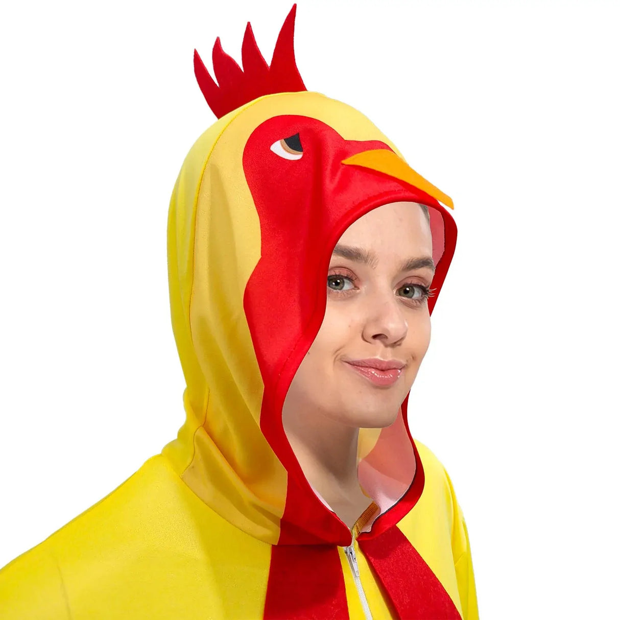 Adult Yellow Chicken Costume - Hooded Animal Jumpsuit (Halloween & Fancy Dress)