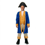 Adult Blue & Gold Historical President Costume - Colonial Jacket & Hat Set (Halloween & Fancy Dress)