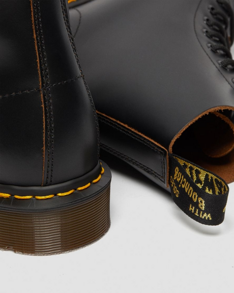 Dr. Martens Vintage 1460 8 Eye Leather Boots Black Quilon Shoes - Made in England