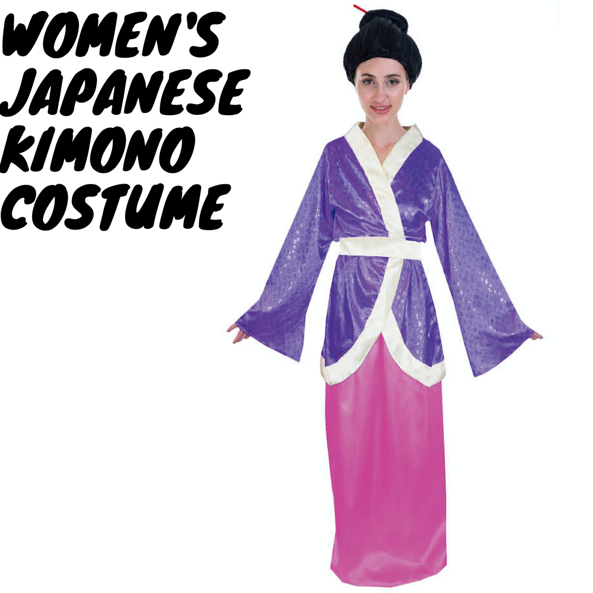 Womens Purple Japanese Kimono Costume - Geisha/Oriental (Halloween & Fancy Dress)