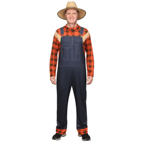 Adult Farmer Bib Costume Men Women Work Overalls Halloween Fancy Dress Up
