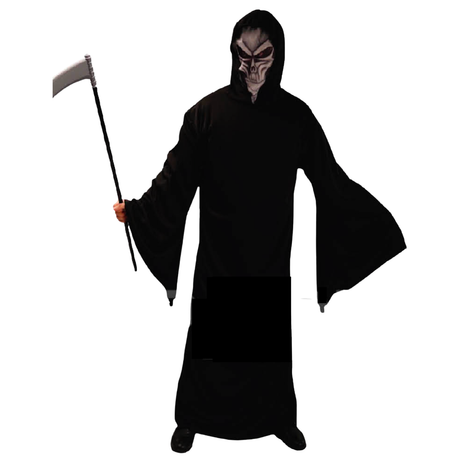 Adult Grim Reaper Costume - Dark Black Robe (Halloween & Fancy Dress)