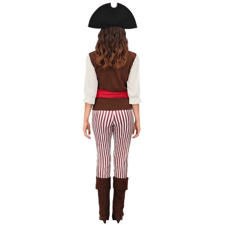 Womens Pirate Caribbean Wench Lass Fancy Dress Up Halloween Adult Costume 