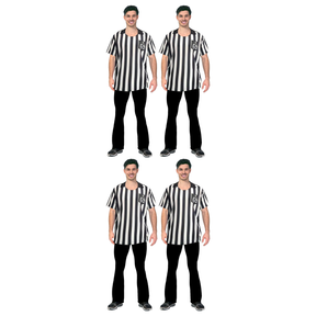 4x Adult Sports Referee Uniform Costume Bulk Pack - Halloween & Fancy Dress