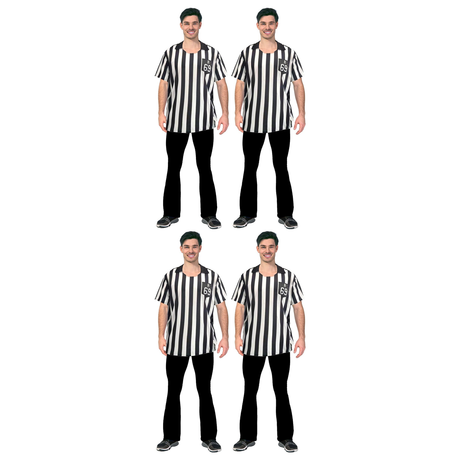 4x Adult Sports Referee Uniform Costume Bulk Pack - Halloween & Fancy Dress