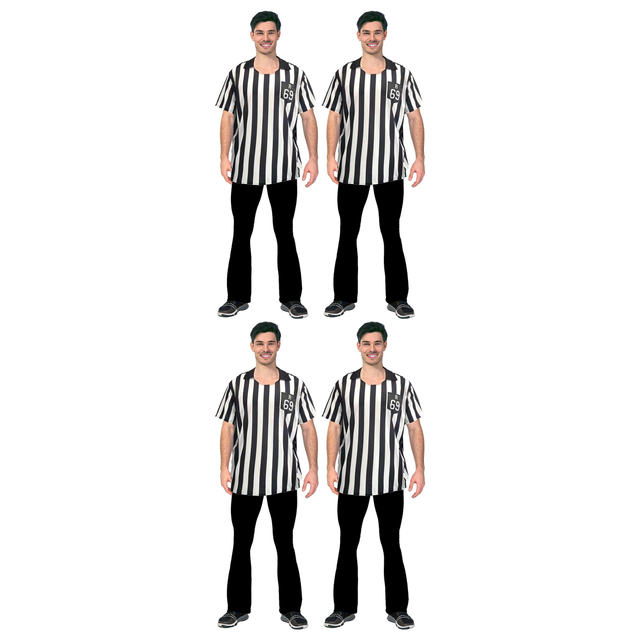4x Adult Sports Referee Uniform Costume Bulk Pack - Halloween & Fancy Dress