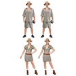 Safari Group Costume Set - 2x Mens Crocodile Explorer + 2x Womens Wildlife Explorer (Halloween & Fancy Dress)